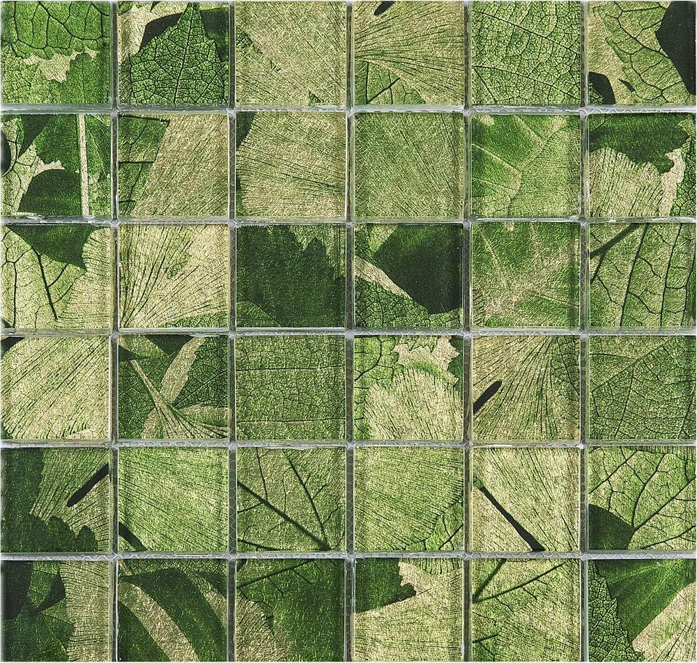 TSLG-02 2x2 Green Glass Mosaic Tile backsplash for Kitchen and Bath (10 Sheets)