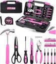 Tool Set Pink-40 Piece - General Household Hand Tool Kit with Plastic Toolbox Storage Case(Pink)
