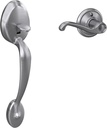 Schlage Standard Front Entry Handleset with Right Handed Flair Door Lever, Lower Half Grip, Satin Chrome, FE285 PLY 626 FLA RH