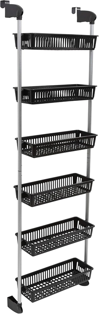 Neu Home Over the Door 6-Basket Hanging Storage Unit with Hooks, black (NH-17716)
