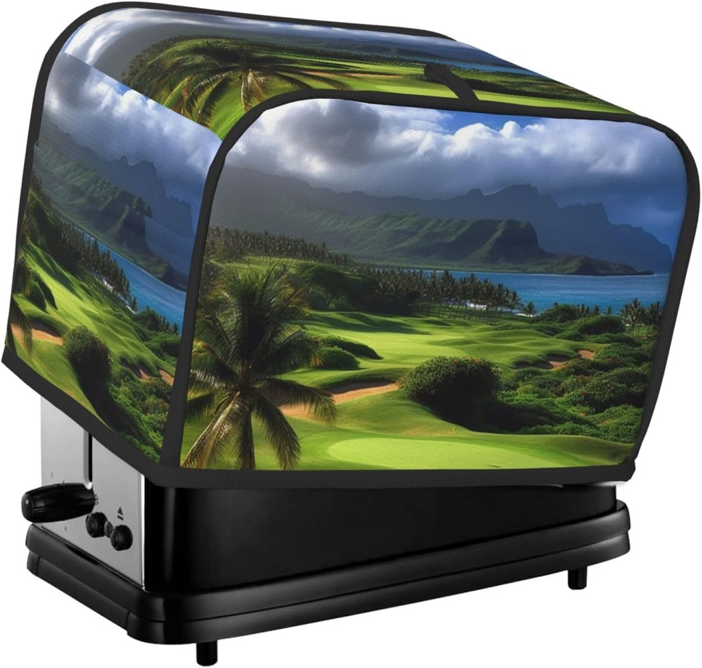 Scenic Hawaii Golf Tropical 2 Slice Toaster Covers Dustproof Splash-Proof Bread Machine Cover Fingerprint Protectors Small Washable Kitchen Appliance Cover Universal Size