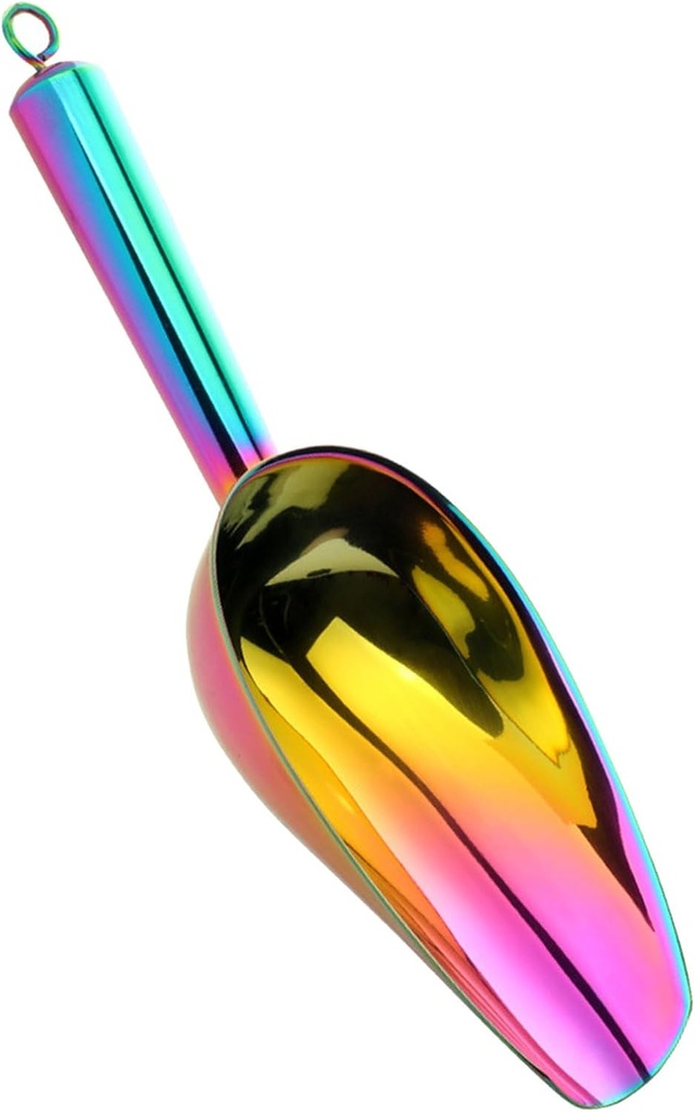 Stainless Steel Ice Scoops Ergonomic Handle Scooper Multipurpose Kitchen Tool for Food Grains and Space Saving Storage