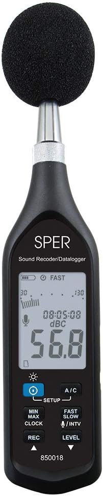 Sper Scientific Sound Recorder Datalogger 850018 - Professional Sound Level Meter with Live Audio Recording & Decibel Tracking for Industrial Environmental & Occupational Sound Monitoring