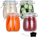 YEBODA 24oz Food Storage Canister Glass Jars with Clamp Airtight Lids and Silicone Gaskets for Multi-Purpose Kitchen Containers - Clear Round (4 Pack)