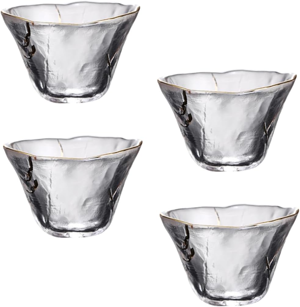 Alipis 4Pcs Japanese Style Glass Sake Cups Heat Resistant Serving Cups for Sake Tea and Spirits for Entertaining Premium Quality Elegant present