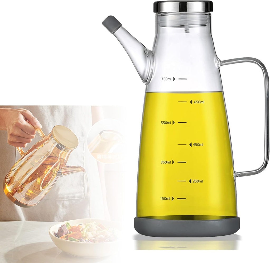 800ML Oil Dispenser Bottle with Drip Free Spout,Food-grade Dispenser Container Bottles for Cooking Kitchen Gadgets, No Drip Oil Dispenser for Kitchen, Barbecue, Salad, Frying (Transparent, M)