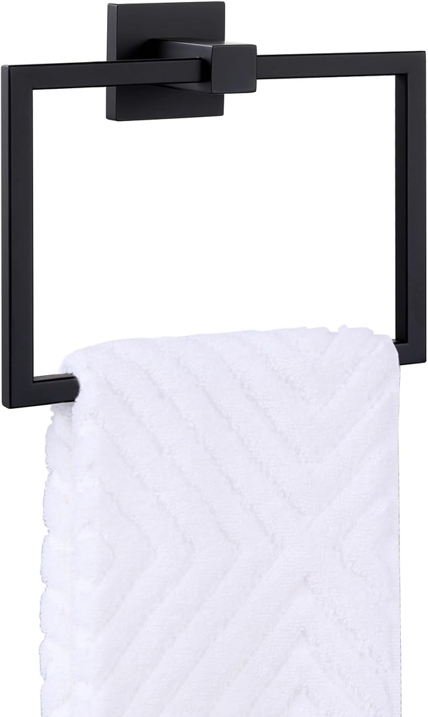 Towel Ring for Bathroom, Angle Simple Swivel Hand Towel Holder Rack 7.09 Inches, Wall Mount, Matte Black