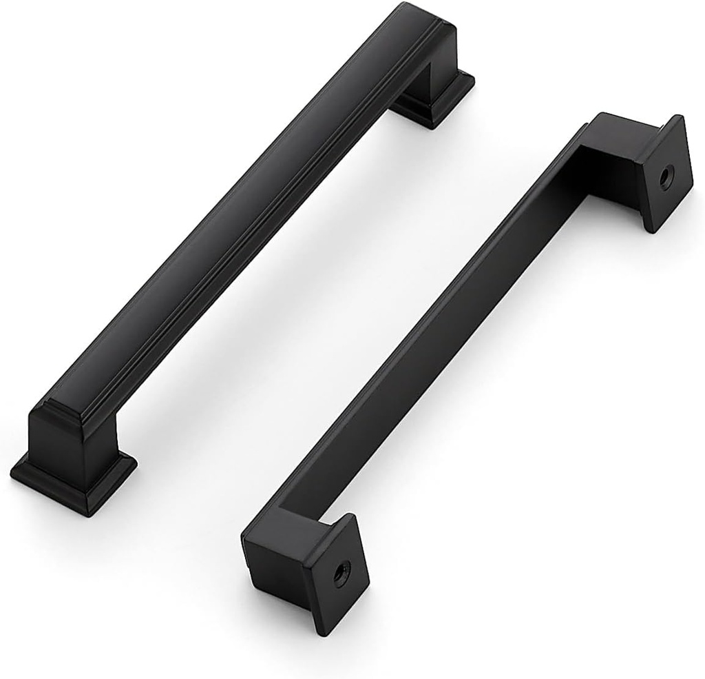 Ravinte Hardware 10 Pack Matte Black Cabinet Pulls, 5 Inch (128mm) Hole Center Zinc Alloy Drawer Handles for Kitchen Cabinets, Cupboards, Dressers, Square Solid Metal Hardware