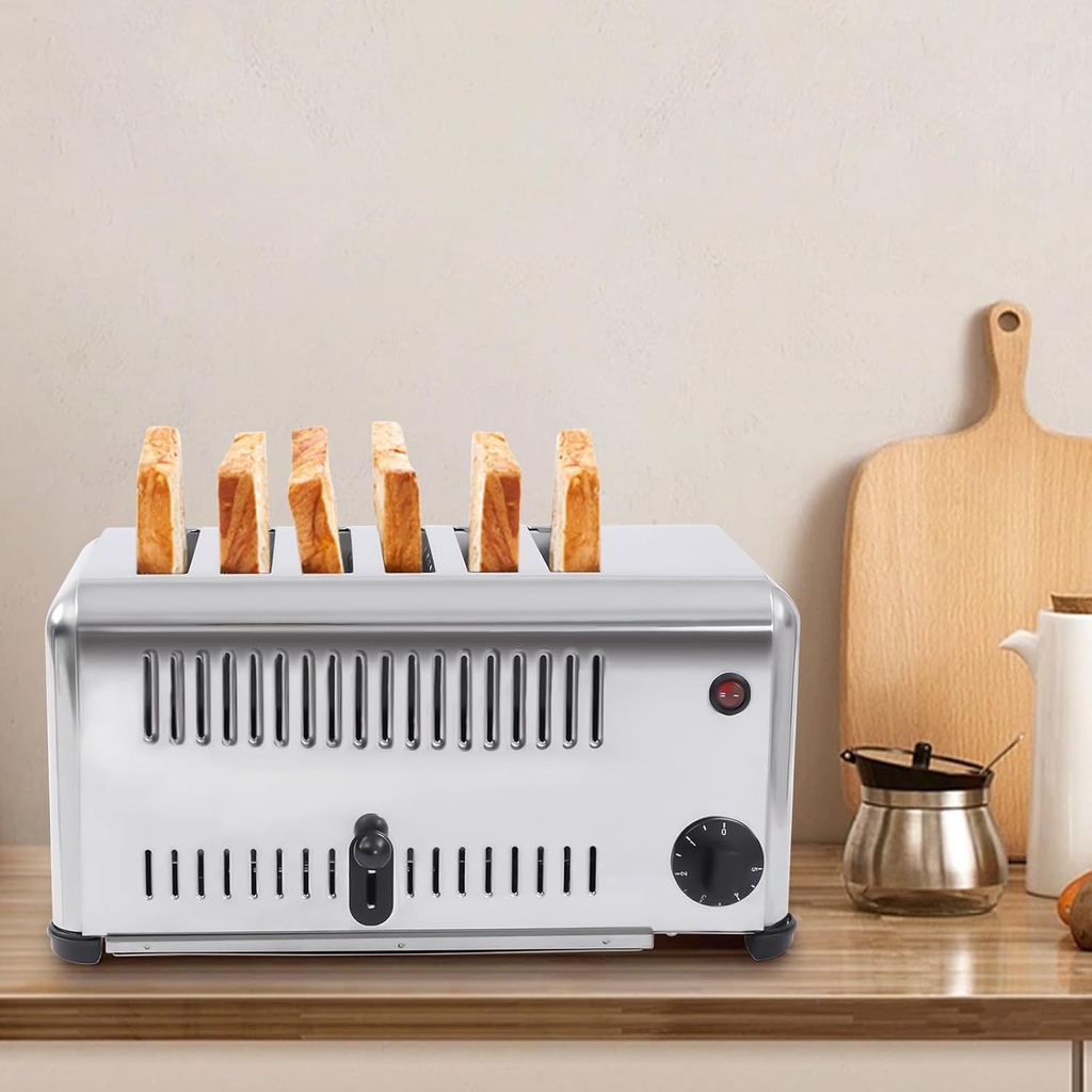 6-Slice Commercial Toaster Bread Baking Machine,201 Stainless Steel Electric Toaster Machine,Cool Touch Toaster for Home,Restaurant,Bakery,110V 1680W