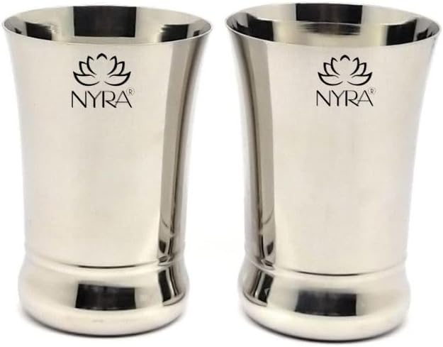 NYRA® Stainless Steel Heavy Gauge Glass/Tumbler for Water, Juice, Beverages, 450 ML Each (Pack of 2)