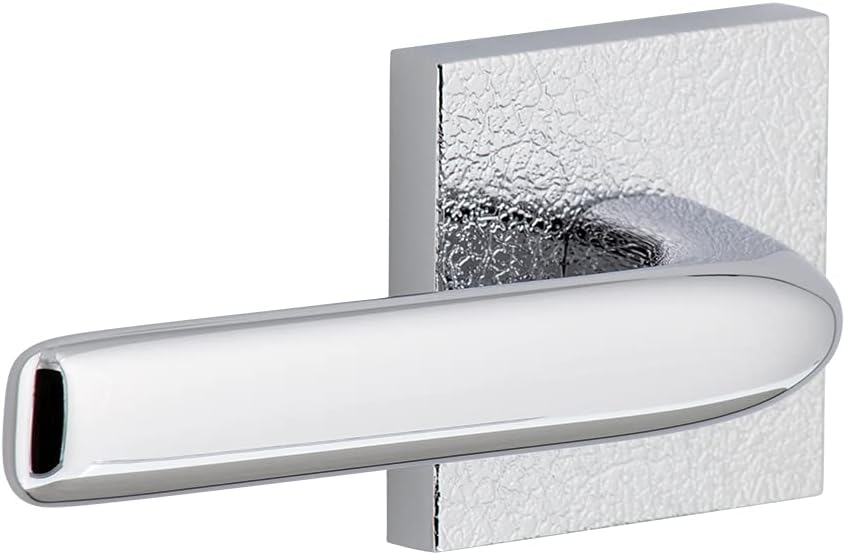 Viaggio Quadrato Leather Rosette Passage with Bella Lever in Bright Chrome - Right Handed