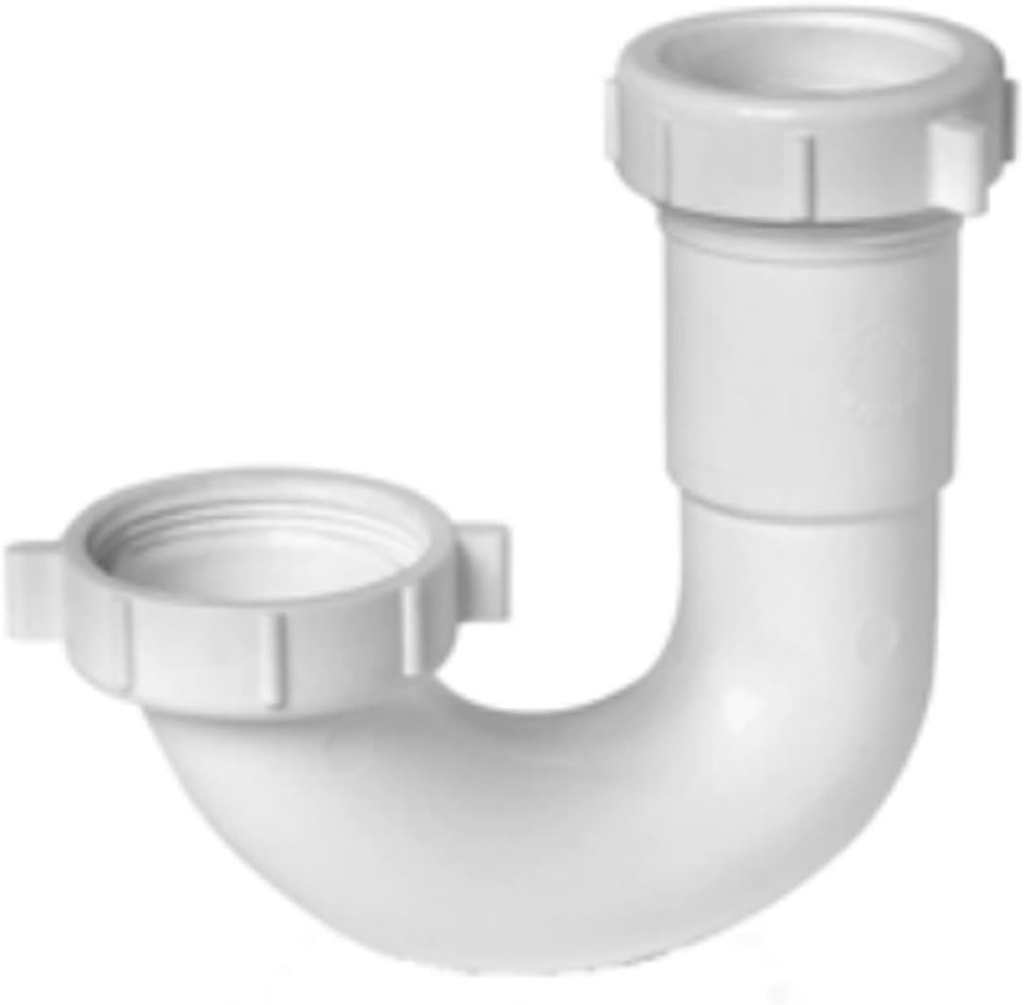 Highcraft Plastic J Bend Slip Joint 1-1/2" White Slip Joint for Kitchen Sink and Bathroom Sink Tubular Drain Applications