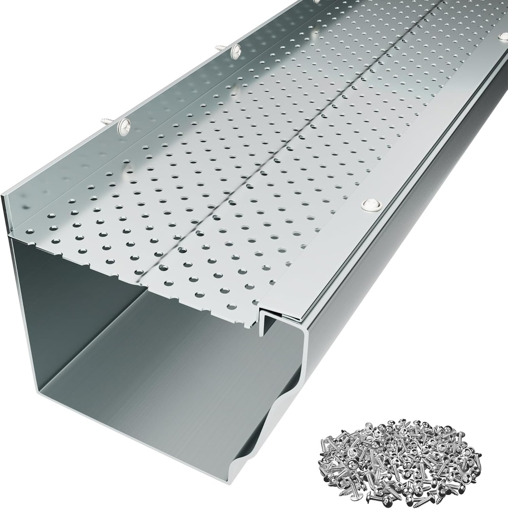 5" Gutter Guard,50 Pcs 200 Ft Heavy-Duty Aluminum Mesh Leaf Guards with Screws for 5" Gutters Leaf and Debris Protection.