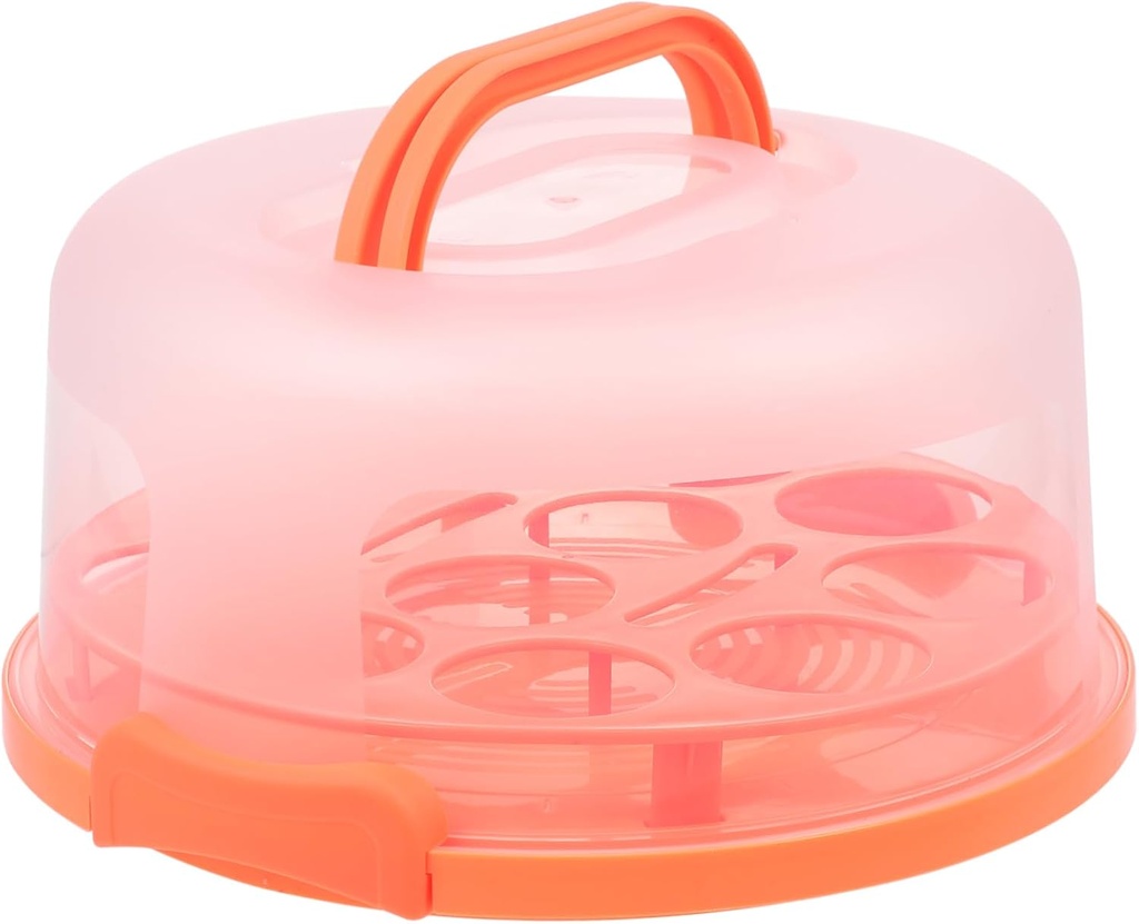 Cabilock Portable Thickened Cake Box with Tray Bright Orange Cake Container for Baking Packaging Food Safe Fresh Keeping Carrier for Home and Bakery Use
