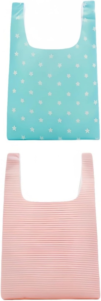 2 Pack Reusable Foldable Grocery Bags - Waterproof 20x14 Inch Tote with Pockets