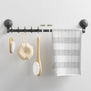 LUXEAR 24 Inch Adhesive Shower Towel Rack with 5 Sliding Hooks, Wall Mounted Plastic Towel Bar for Bathroom, Kitchen