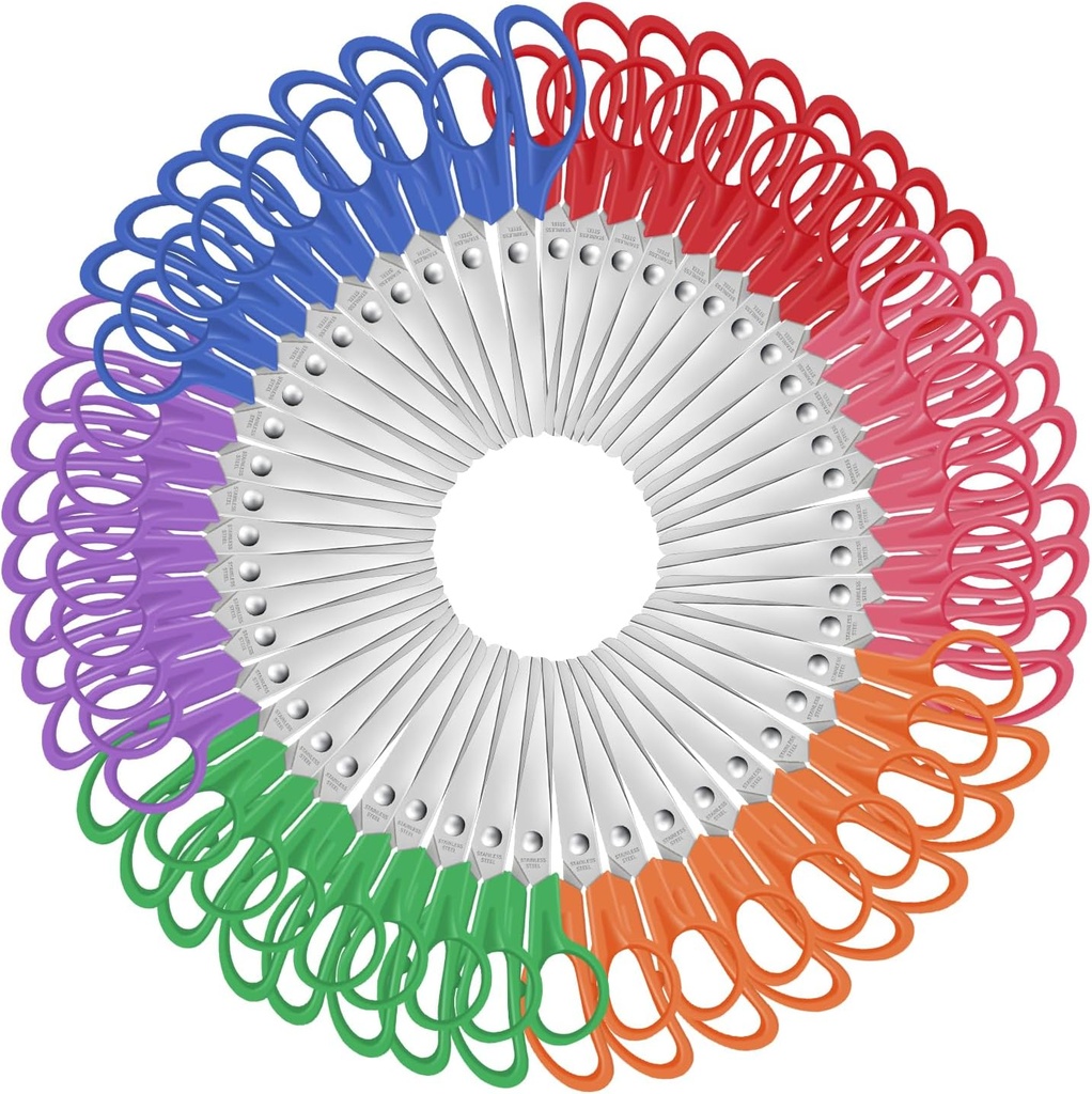 Kids 48 Packs Blunt Tip Safety Scissors Bulk,5" Stainless Steel Craft Scissors for Preschool Classroom Home