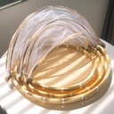 Set 3 Pcs Bamboo Food Serving Tent Basket - Bamboo Fruit Basket With Cover Outside Mesh Dustproof Food Storage Against Fruit Flies - Ideal for Indoor Outdoor Picnic Kitchen Home