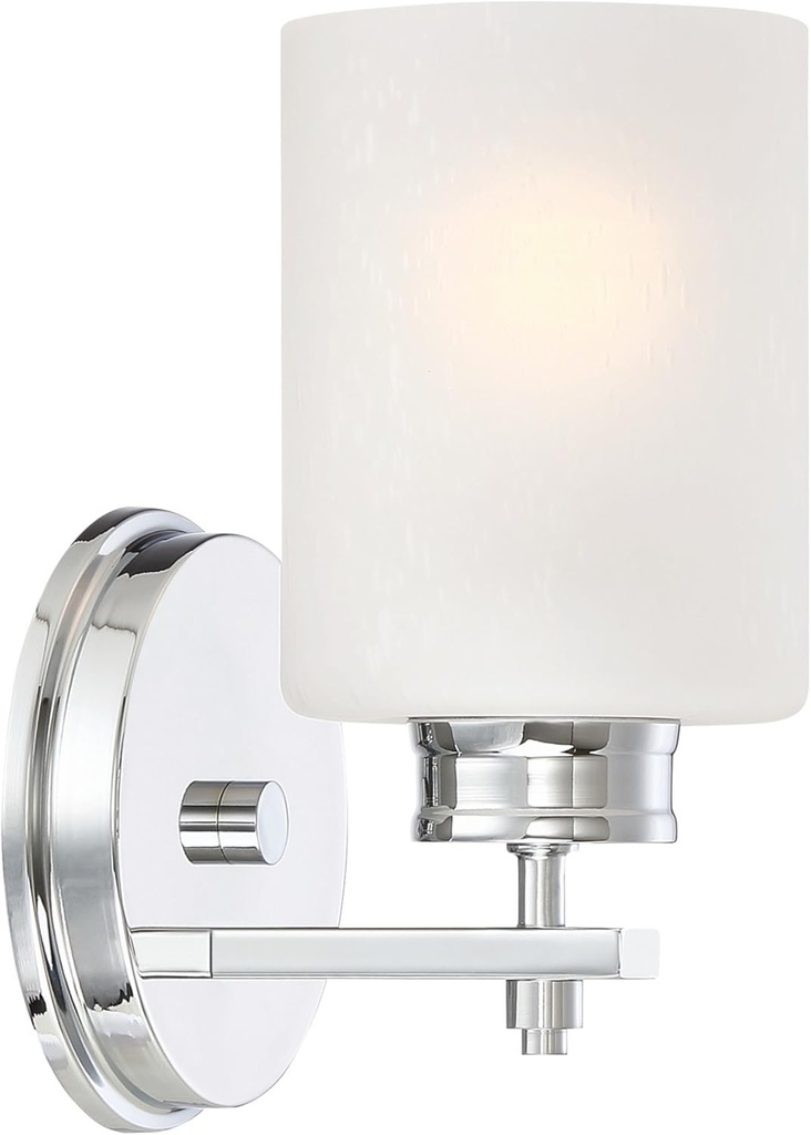 Kira Home Phoebe 8" Modern Wall Sconce/Vanity Light + Frosted Seeded Glass Shade, Chrome Finish