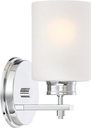 Kira Home Phoebe 8" Modern Wall Sconce/Vanity Light + Frosted Seeded Glass Shade, Chrome Finish