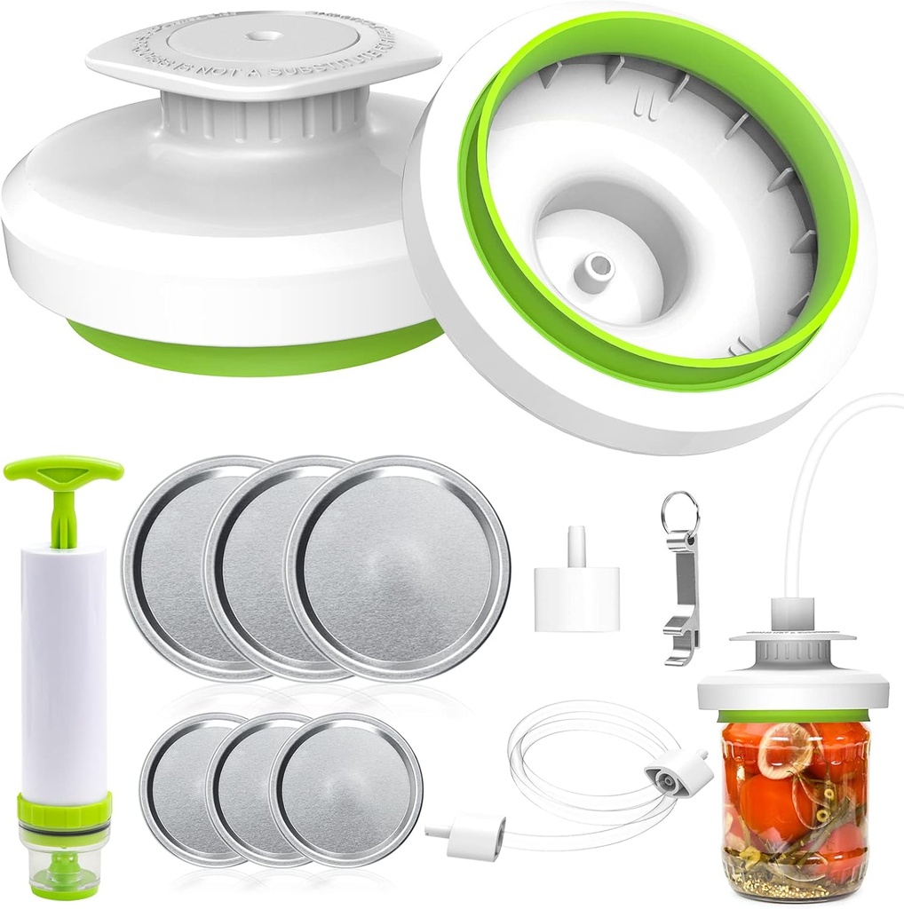 Mason Jar Vacuum Sealer Kit - Vacuum Sealer with Manual Pump and Lid Opener for Wide & Regular Mouth Jars