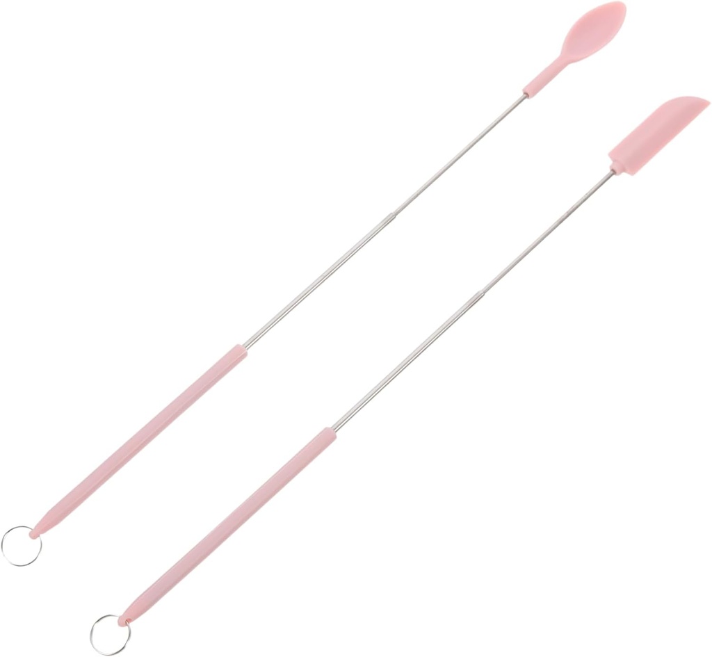 KICHOUSE Silicone Scoop Mini Baking Spatulas Multi-purpose Pink Jar Scoop for Cookie Making Makeup Cosmetics