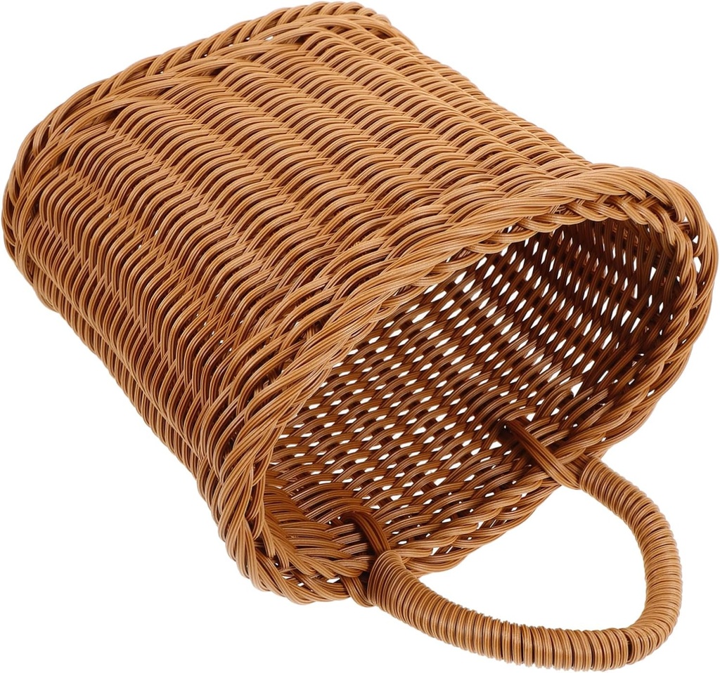 Wall Hanging Storage Basket Imitation Rattan Woven Design for Kitchen Seasoning Flower Display and Home Decor Multi Purpose Retro Hanging Basket for