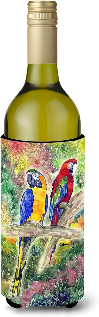 Caroline's Treasures 8600LITERK Parrot Wine Bottle Hugger Bottle Cooler Sleeve Hugger Machine Washable Collapsible Insulator Beverage Insulated Holder