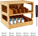 Cat Food Organizer, Cat Food Can Organizer, Can Organizer for Pantry, 2 Tier Stackable wood Can Storage, Can Organizer for Fridge, Cabinet, Kitchen, Holds 36 (3oz) Pet Food Cans