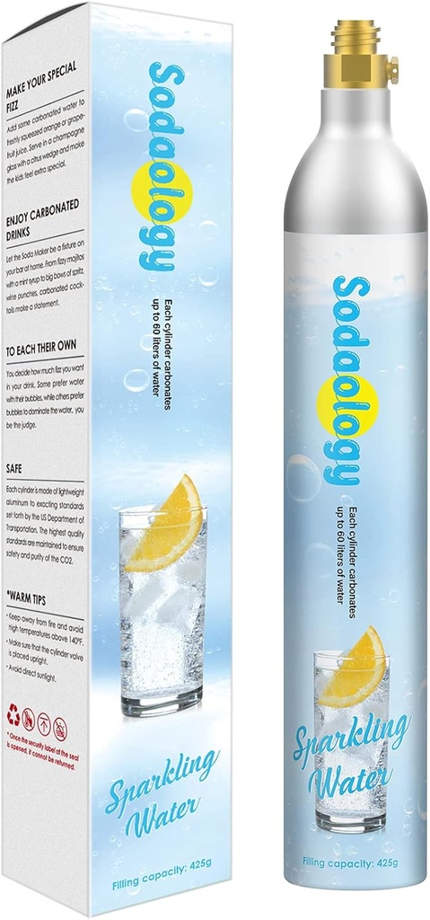 SODAOO LOGY 60L Co2 Carbonator Compatible with Sodastream Appliances [NOT for Art & Terra],14.5oz, Set of 1