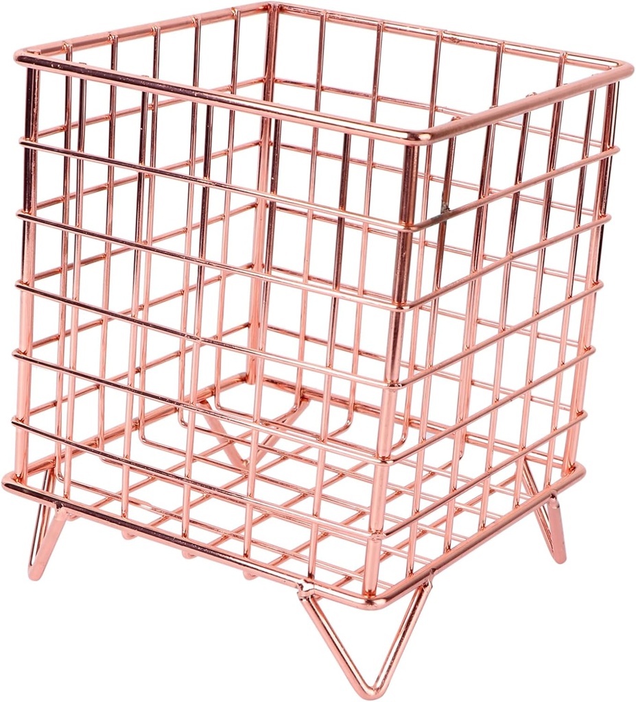 ABOOFAN 1pc Metal Grid Storage Basket Rose Organizer for Desktop Home Closet Use Stylish Sundries Container for Kitchen Bathroom Room Compact Metal Design