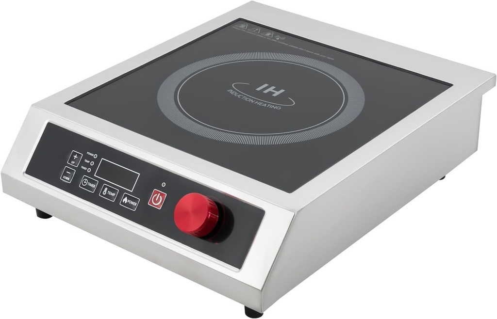500W-3500W 110V-240V Portable Electric Burner Commercial Induction Cooktop Electric Countertop Stove with Power and Temperature Settings, Stainless Steel, Digital Sensor, Black