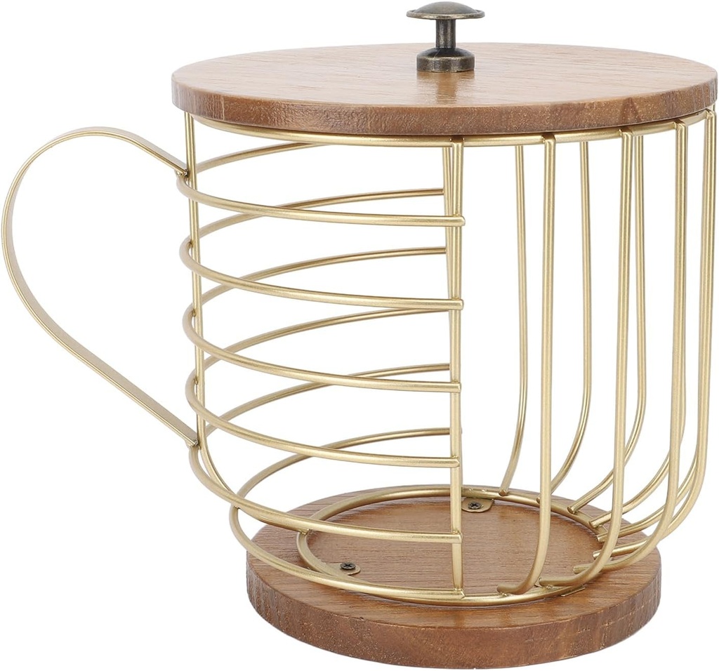 Coffee Pod Holder, Large Coffee Filter Holder With Lid, Coffee Pod Organizer, Coffee K Cup Holder, K Pod Storage Organizer, Metal Espresso Pod Keeper Storage for Home Cafe Hotel(gold)