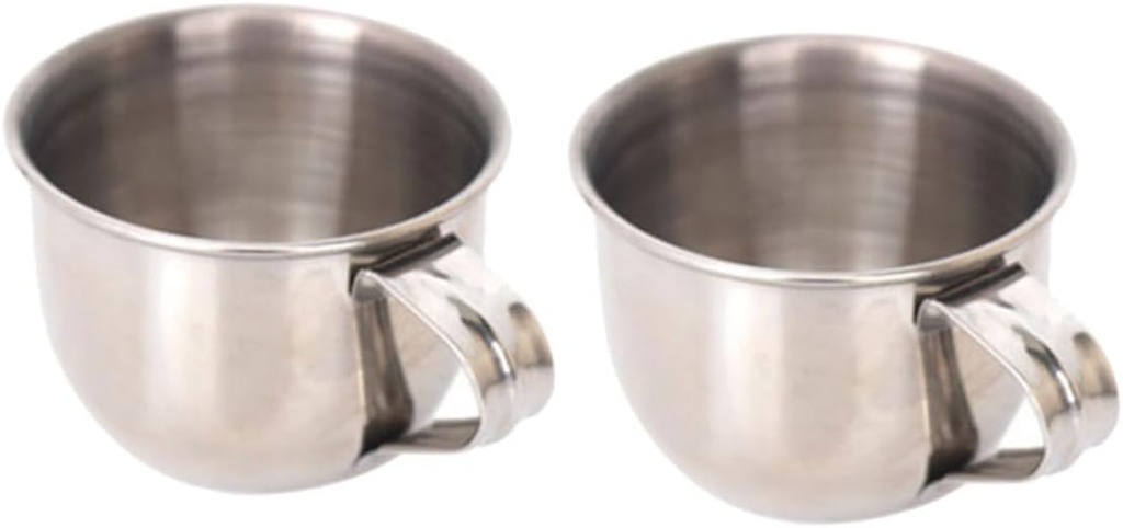 Alipis 2pcs Stainless Steel Tea Cups Sake Plum Wine Mugs Easy to Clean for Housewarming Rim Design for Comfort