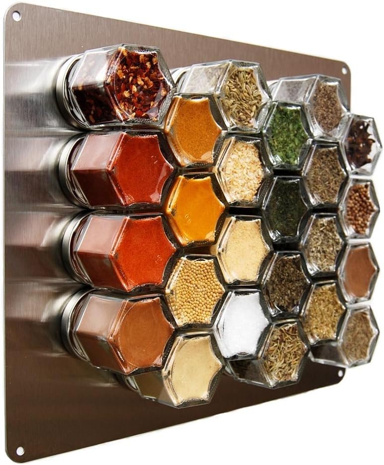 Gneiss Spice Stainless Finish Wall Plate Base for Magnetic Spice Jars, Medium 10x12 Inches (Jars Not Included)