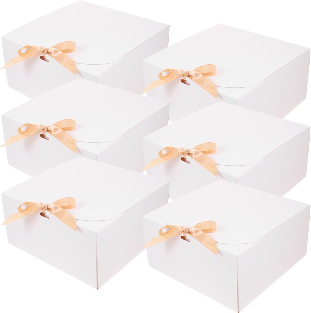 OUNONA 6pcs Cake Boxes Bowknot Dessert Wrapping Boxes for Party Events Cardboard Design Window for Easy Viewing for Cakes Pastries