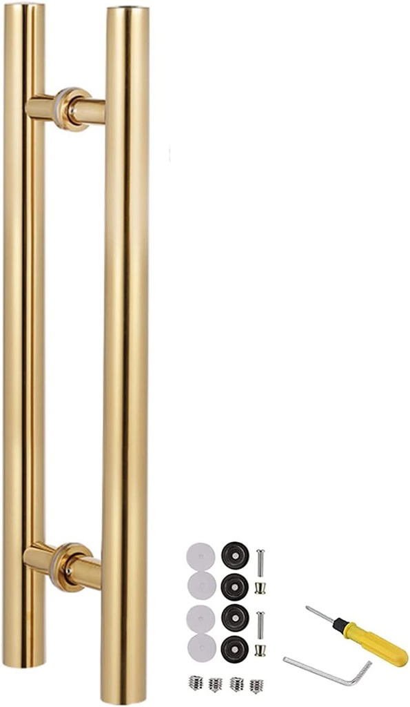 Stainless Steel Door Pull Handle Set - Modern Push/Pull Handles for Barn Showers & Office Doors, Double-Sided, 24"-59" Lengths, Gold Finish (80cm/32inch) (Gold 60cm/24inch)