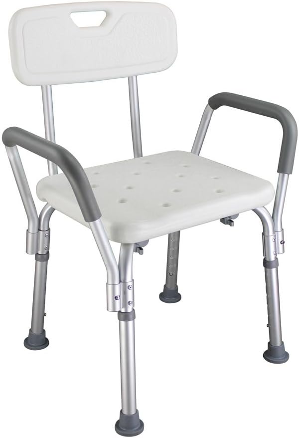 Upgraded 450LBS Medical Shower Bench, Bath Lift Chair with Seat, Handicap Stool Transfer Seat, Heavy Duty Adjustable 7 Height,No Tools Assembly No-Slip, SPA Bathroom Bathtub (with Back)