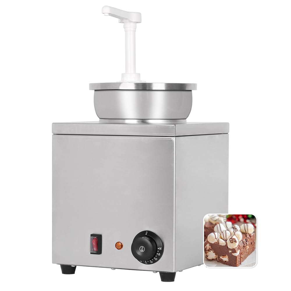 Commercial Hot Fudge Warmer,4Qt Nacho Cheese Sauce Warmer Pump Dispenser,Cheese Warmer Stainless Steel for Restaurants,Snack Stations,Cupcake Store