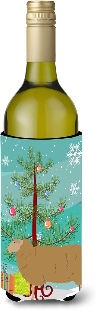 Caroline's Treasures BB9344LITERK East Friesian Sheep Christmas Wine Bottle Hugger, Teal Bottle Cooler Sleeve Hugger Machine Washable Collapsible Insulator Beverage Insulated Holder