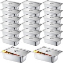 Zubebe 16 Pack Hotel Pan with Lid 4 Inch Deep Steam Table 0.9 mm Thick Stainless Steel Anti Steam Commercial Food Pans for Restaurant Buffet Event Catering Supplies(1/3 Size x 4 Inch Deep)