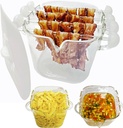 Microwave Bacon Cooker, 100oz Glass Microwave bacon jar with Silicone Lid, Ramen Noodle Bowl and Vegetable Steamer, with Removable Glass Rod.