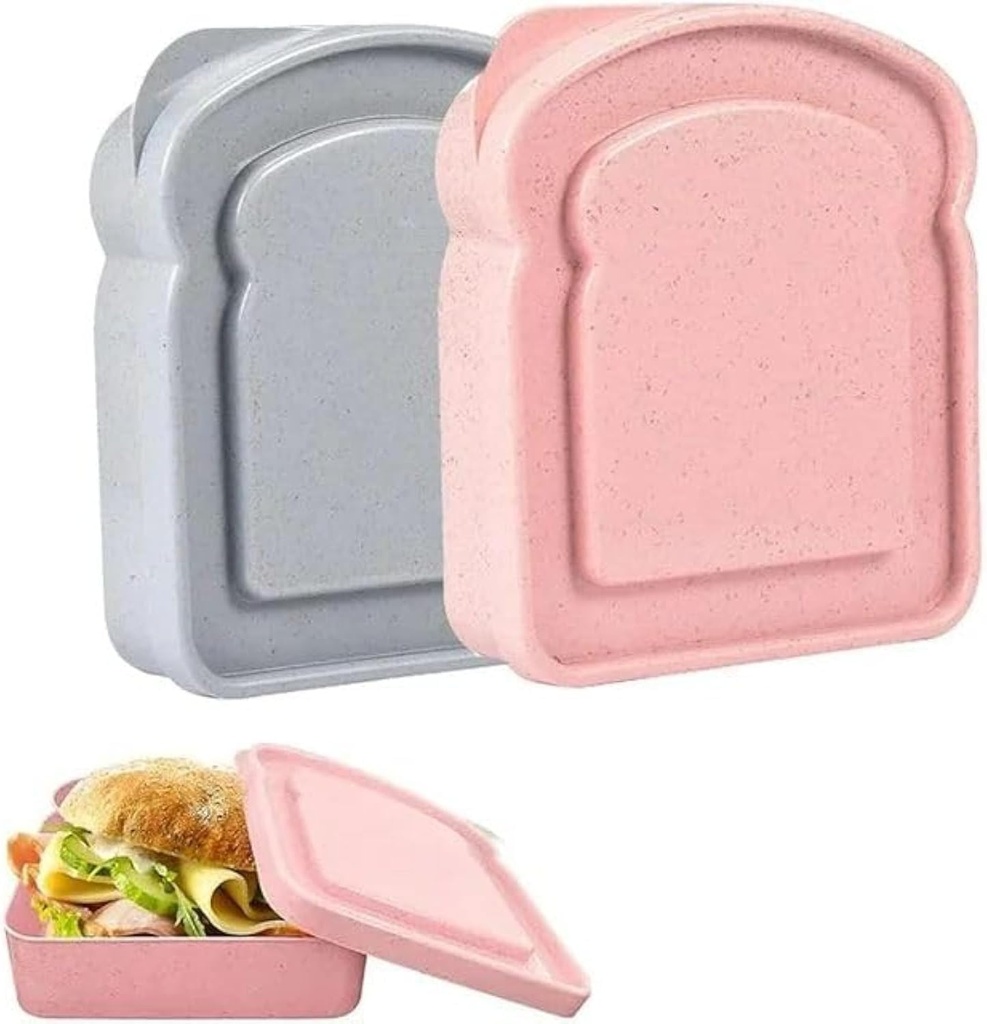 1Pc Random Color Sandwich Containers, Sandwich Box Food Storage Toast Shape Holder Plastic for Lunch, Sandwich Keeper for Adults Prep Microwave Food Containers Sets