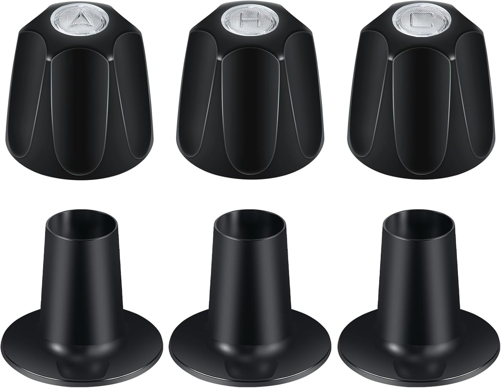 Coolfell Metal Matte Black Shower Knob 3 Piece Replacement, Compatible with Price/Pfister Verve Tub Shower Handle, 3 Faucet Handle Trim Kit, 12 Point Broach Shower Knobs, Height 2.35 in Width 2.35 in