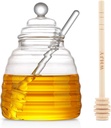 WHJY Glass Honey Pot With Dipper - 16oz Honey Jar and Dispenser for Home Kitchen