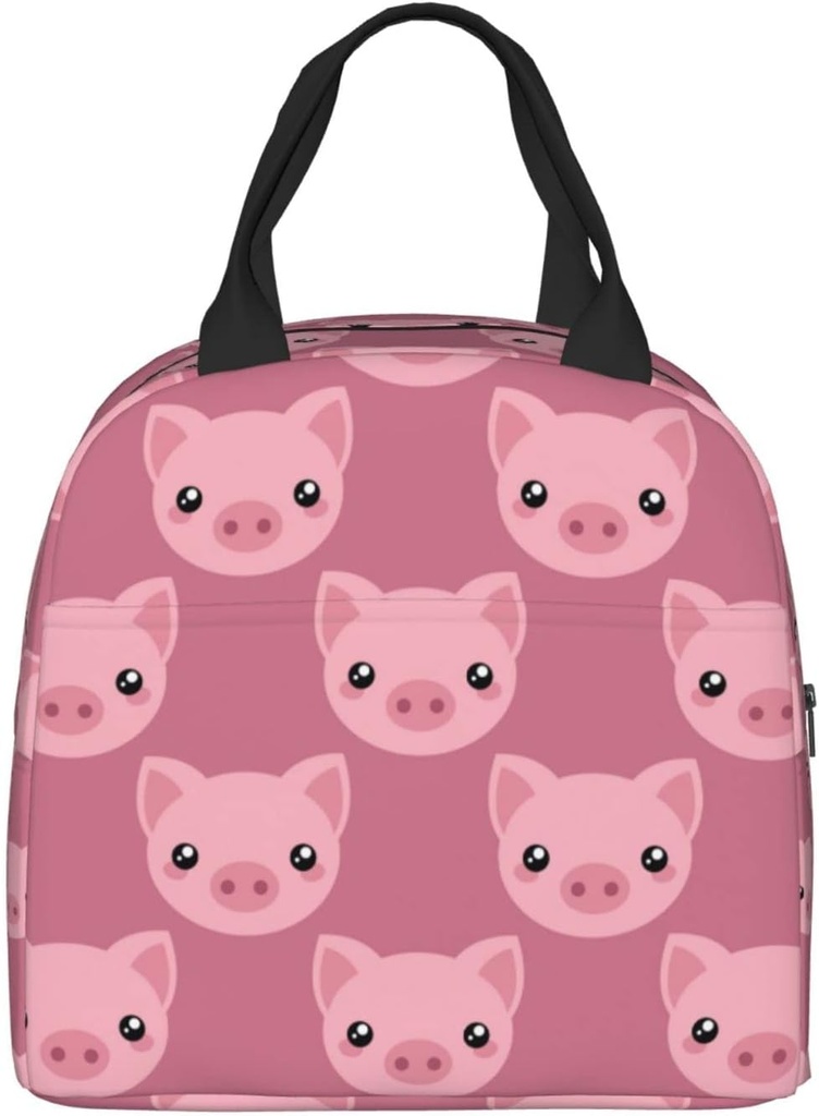 Cute Cartoon Pig Lunch Box - Insulated Lunch Bags for Kids Boys Girls Reusable Lunch Tote Bags, Perfect for School/Camping/Hiking/Picnic/Beach/Travel