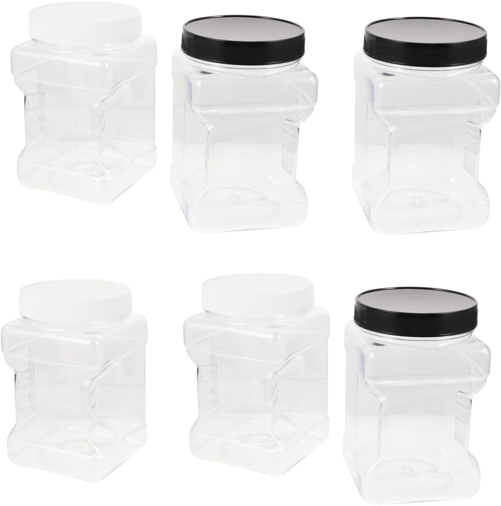 6pcs Transparent Plastic Storage Jars with Lids Food Containers for Honey Jam and Spices and Versatile for Home Use and Parties