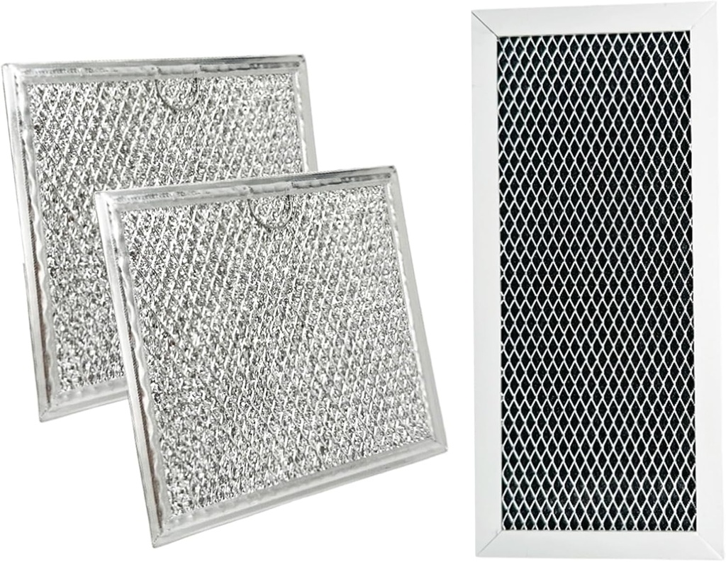 3 Pcs Microwave Charcoal and Grease Filter Mesh Set Fit for Samsung ME19R7041FS, ME19R7041FS/AA, ME19R7041FT, ME19R7041FT/AA, ME19R7041FB, ME19R7041FB/AA