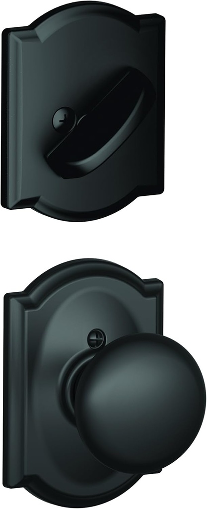 Schlage Lock Company F59PLY622CAM Plymouth Interior Pack Knob Set with Single Cylinder Deadbolt, Matte Black