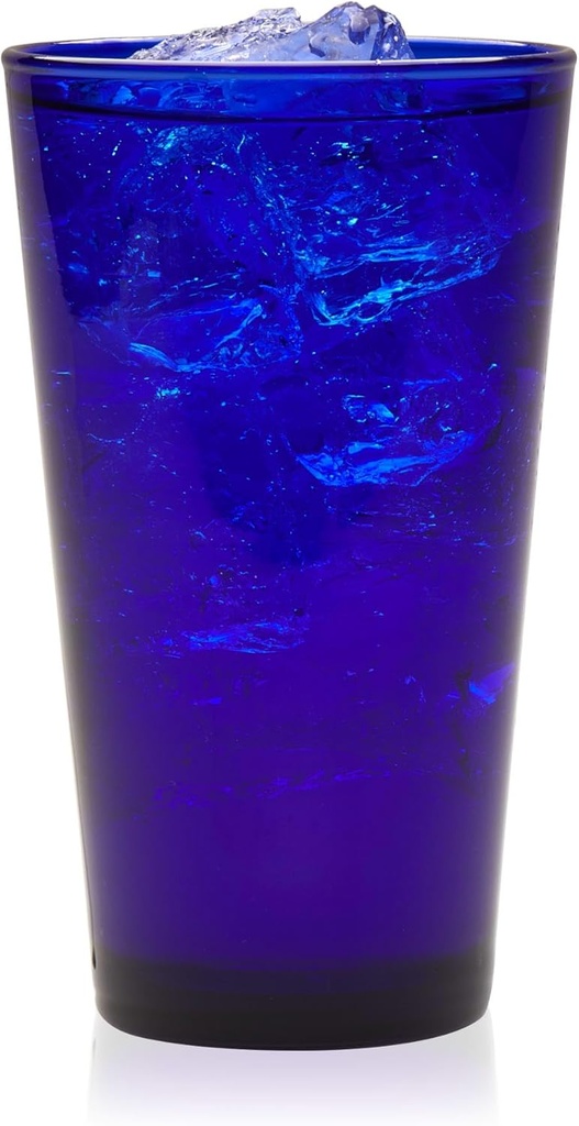 Libbey Cobalt Blue Drinking Glasses, Classic Design Flare Tumbler Glasses Set of 8, Dishwasher Safe Glass Drinking Glasses for Beverages